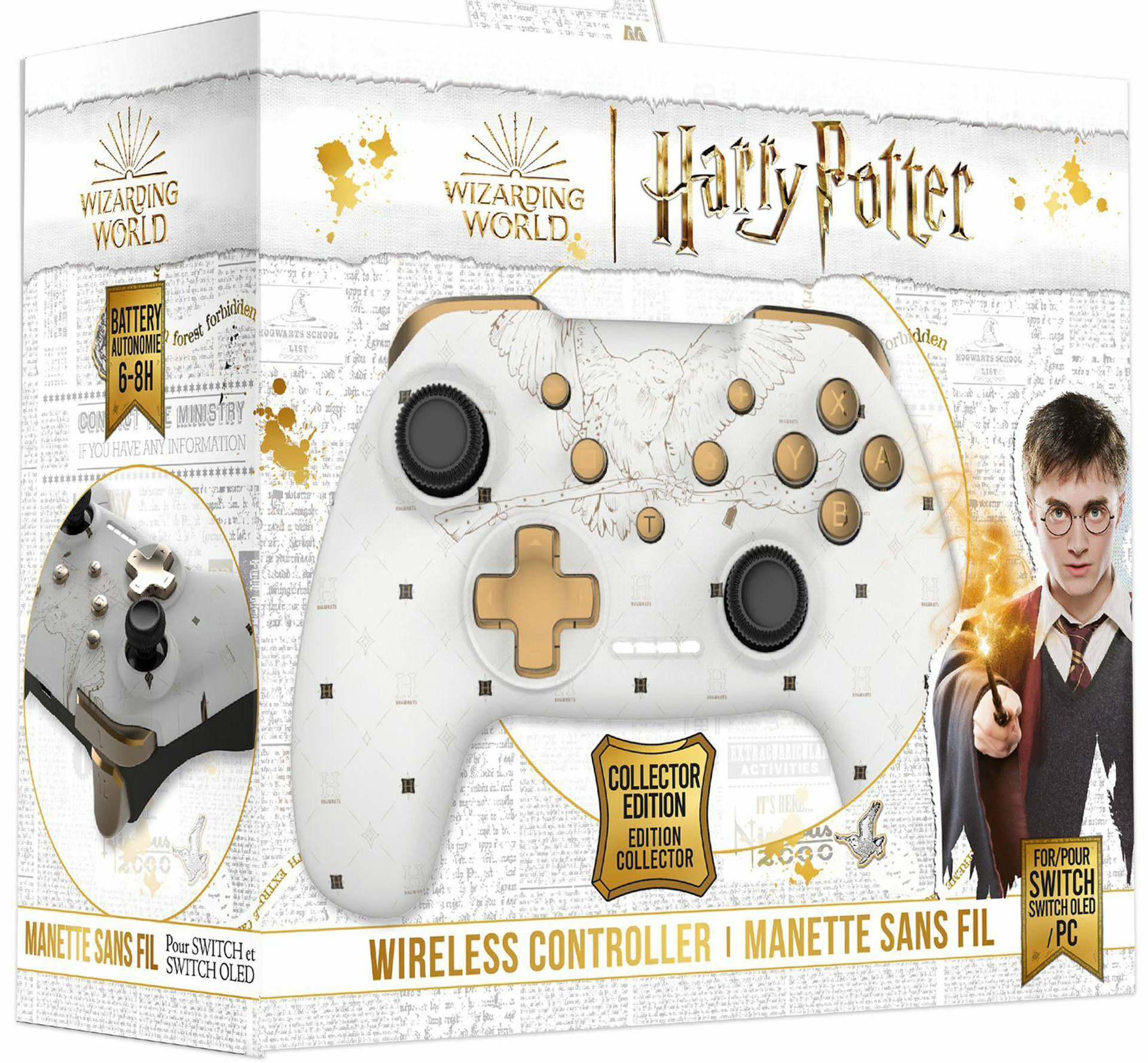 Manette Harry Potter Sans Fil pour Switch avec Câble 1M - Noire