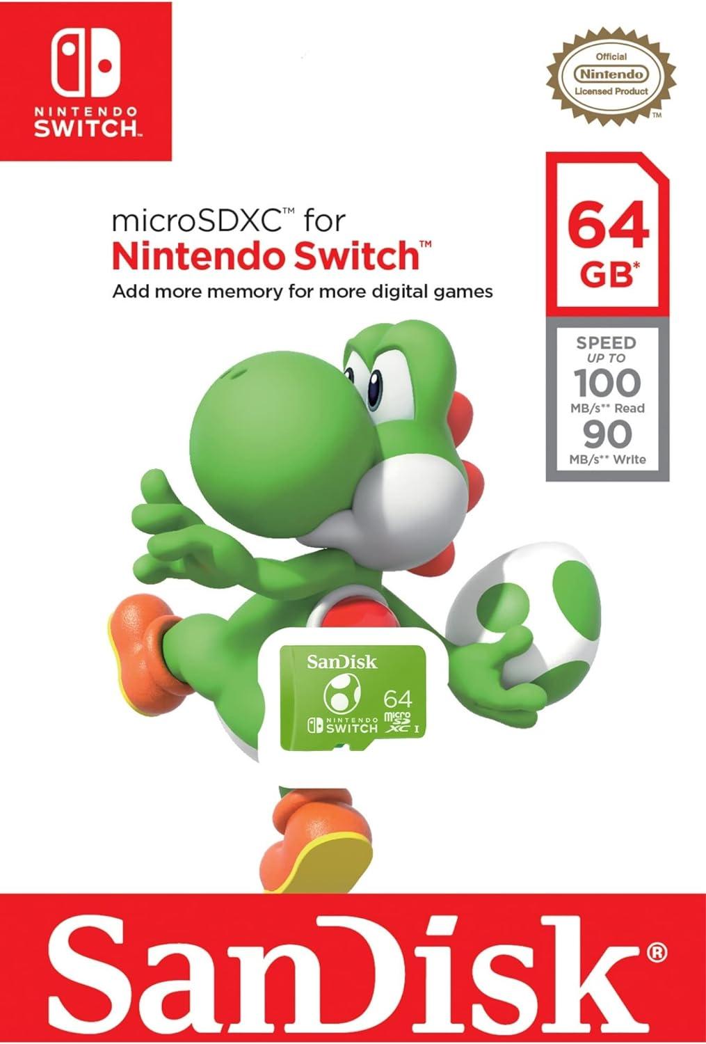 SanDisk - Carte mémoire microSDXC UHS-I 64 Go Edition Yoshi pour Nintendo Switch, Switch Lite et Switch OLED