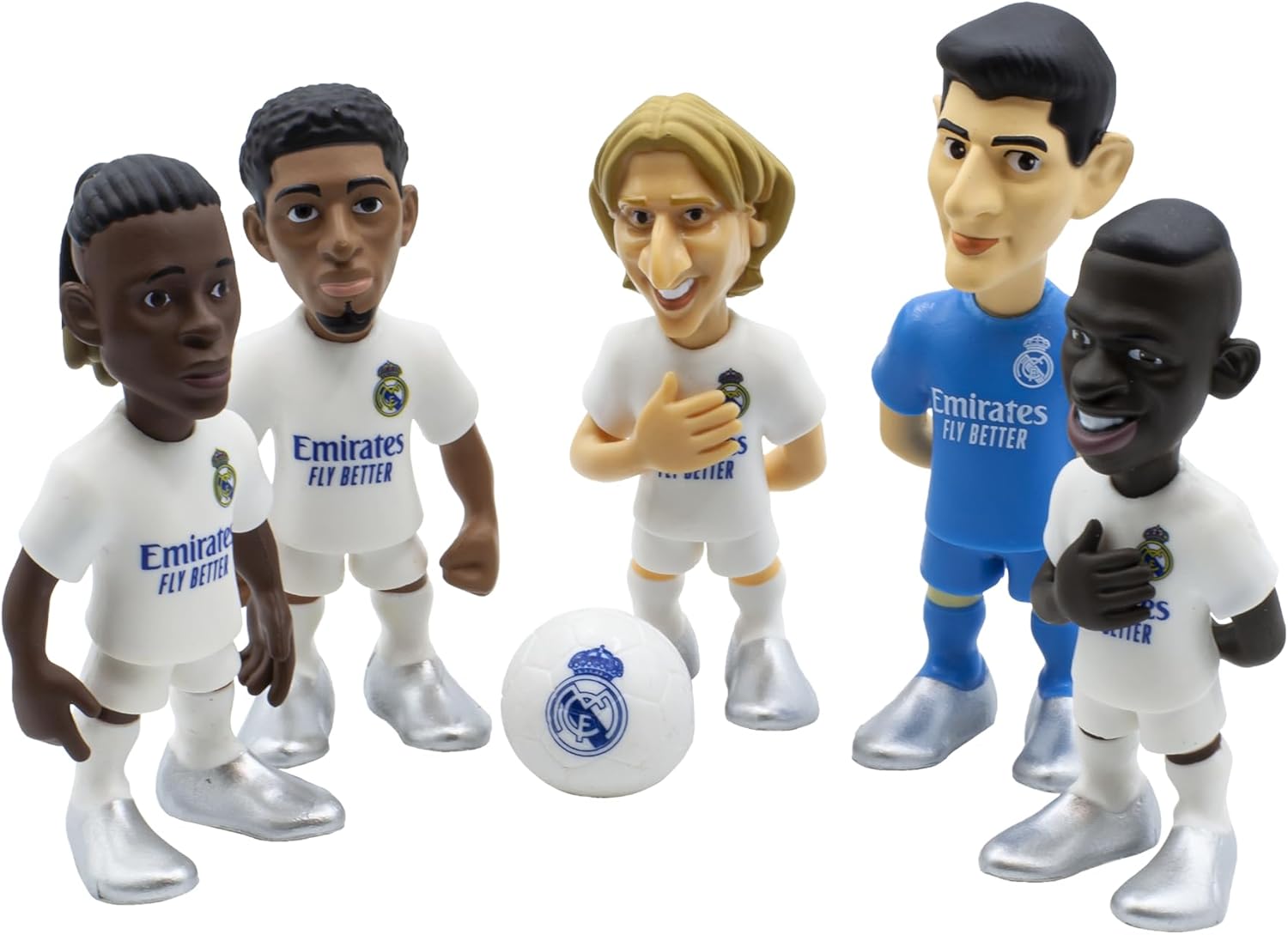 Minix - Football Stars - Real Madrid - Pack de 5 (Courtois/Vinicius/Bellingham/Carvajal/Mbappé) Statue 7cm