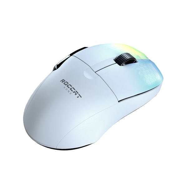 Roccat - Souris de jeu sans-fil optique RGB hyperlégère, ergonomique et ultraperformante Kone Pro Air Blanche