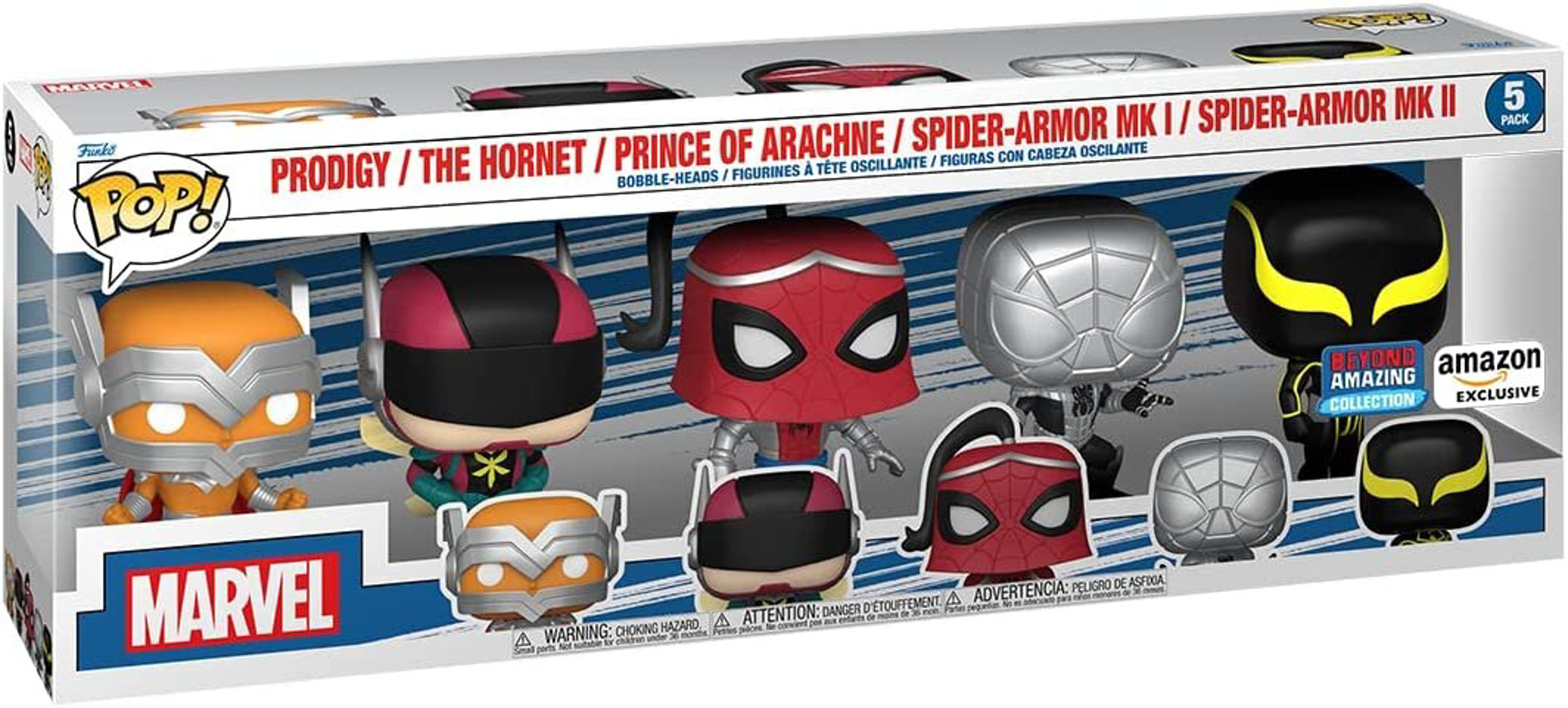 Funko Pop! 5-Pack: Marvel: Spider-Man - Prodigy / The Hornet / Prince of Arachne / Spider-Armor MK I / Spider-Armor MK II (Amazon Exclusive)