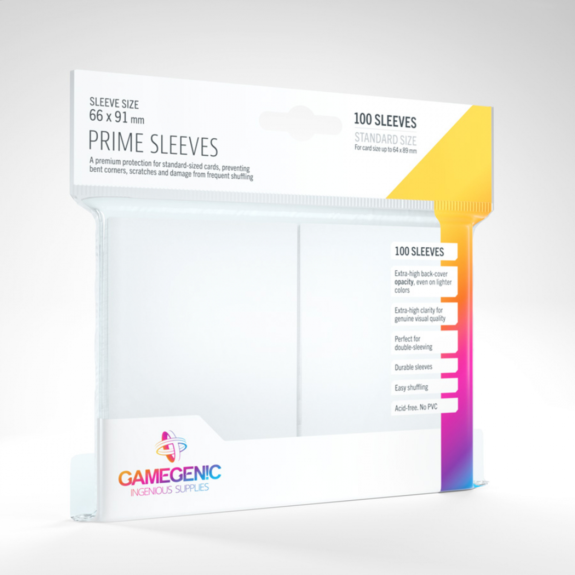 Prime Sleeves - Sachet de 100 protèges-cartes blanc standard 66 x 91 mm