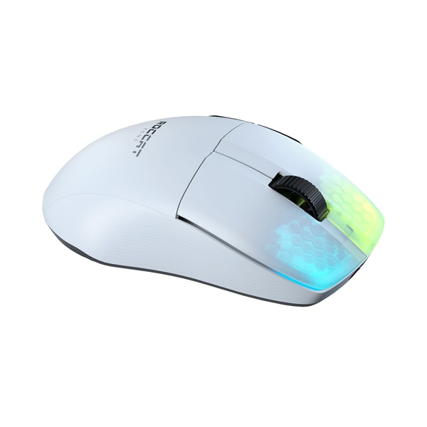 Roccat - Souris de jeu sans-fil optique RGB hyperlégère, ergonomique et ultraperformante Kone Pro Air Blanche