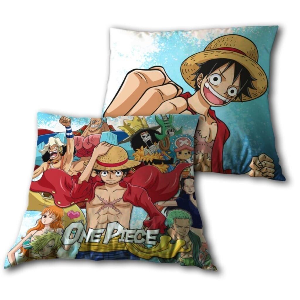 One Piece - Coussin en Velboa Équipage de Chapeau de paille 40x40cm