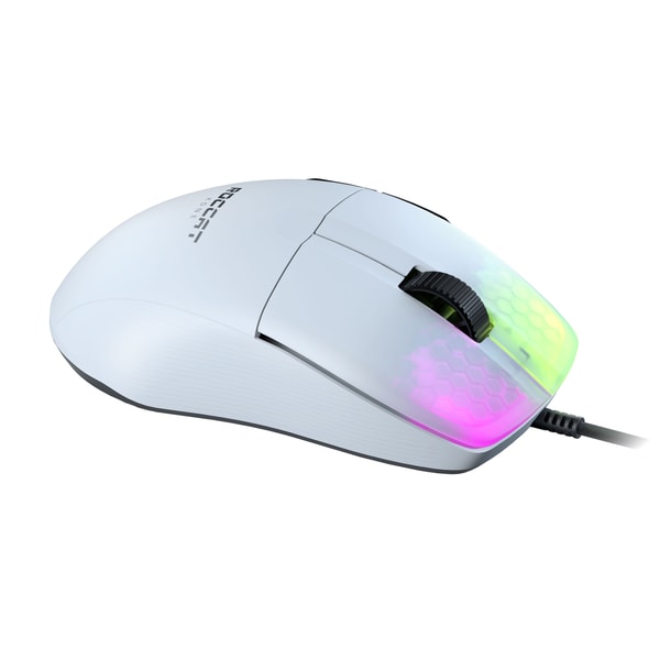 Roccat - Souris de jeu optique RGB hyperlégère, ergonomique et ultraperformante Kone Pro Blanche