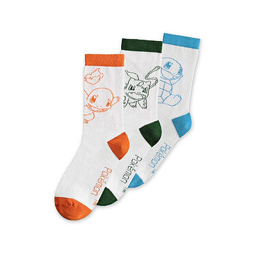 Pokémon - Pack de 3 paires de chaussettes pour homme Pokémon de départ (Taille 43-46)