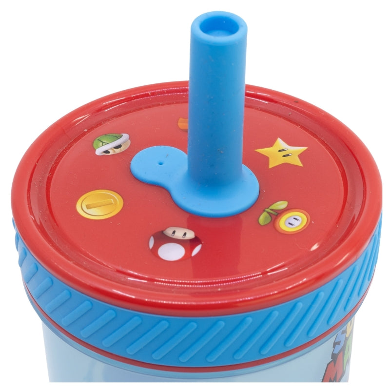 Super Mario - Gobelet à paille anti-goutte en silicone Fun Emotion (PP) - 370ml