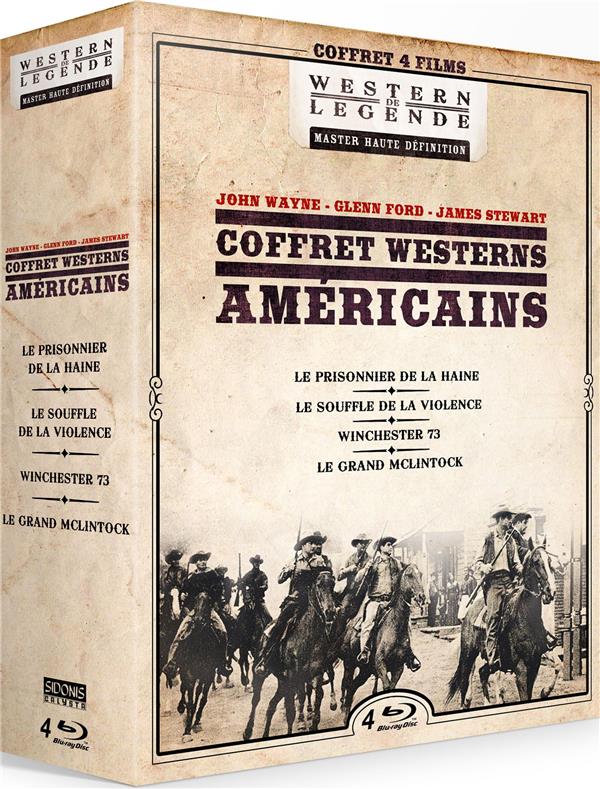 Westerns américains - Coffret 4 Films : Le Prisonnier de la Haine + Le Souffle de la Violence + Winchester 73 + Le Grand McLintock [Blu-ray]