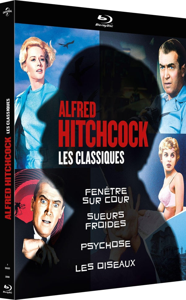 Alfred Hitchcock, les classiques : Fenêtre sur cour + Sueurs froides + Psychose + Les Oiseaux [Blu-ray]