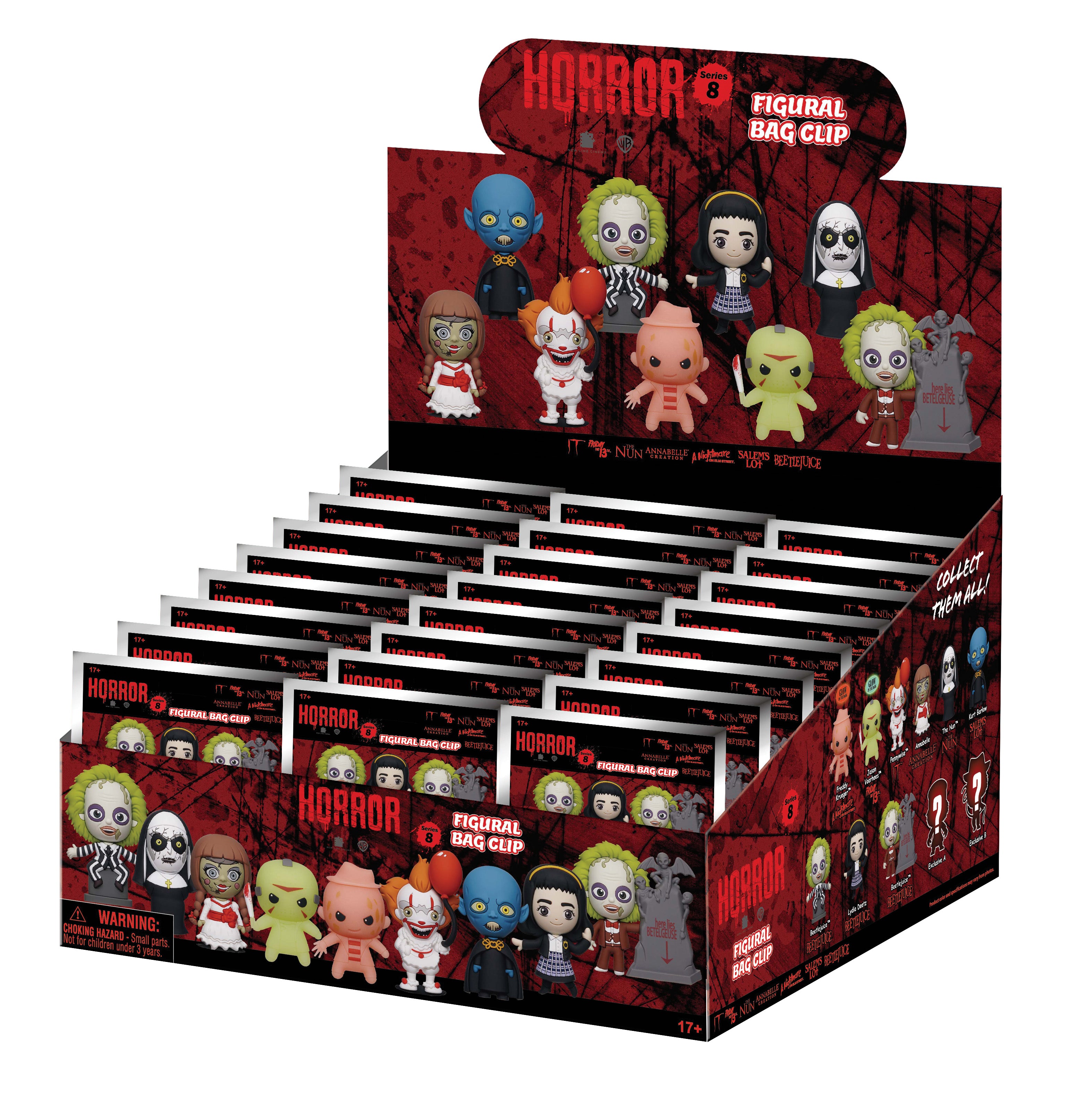 Warner Bros Horror - Assortiment en blind box de figurines de sac de collection en mousse (Série 8) (24 pcs)