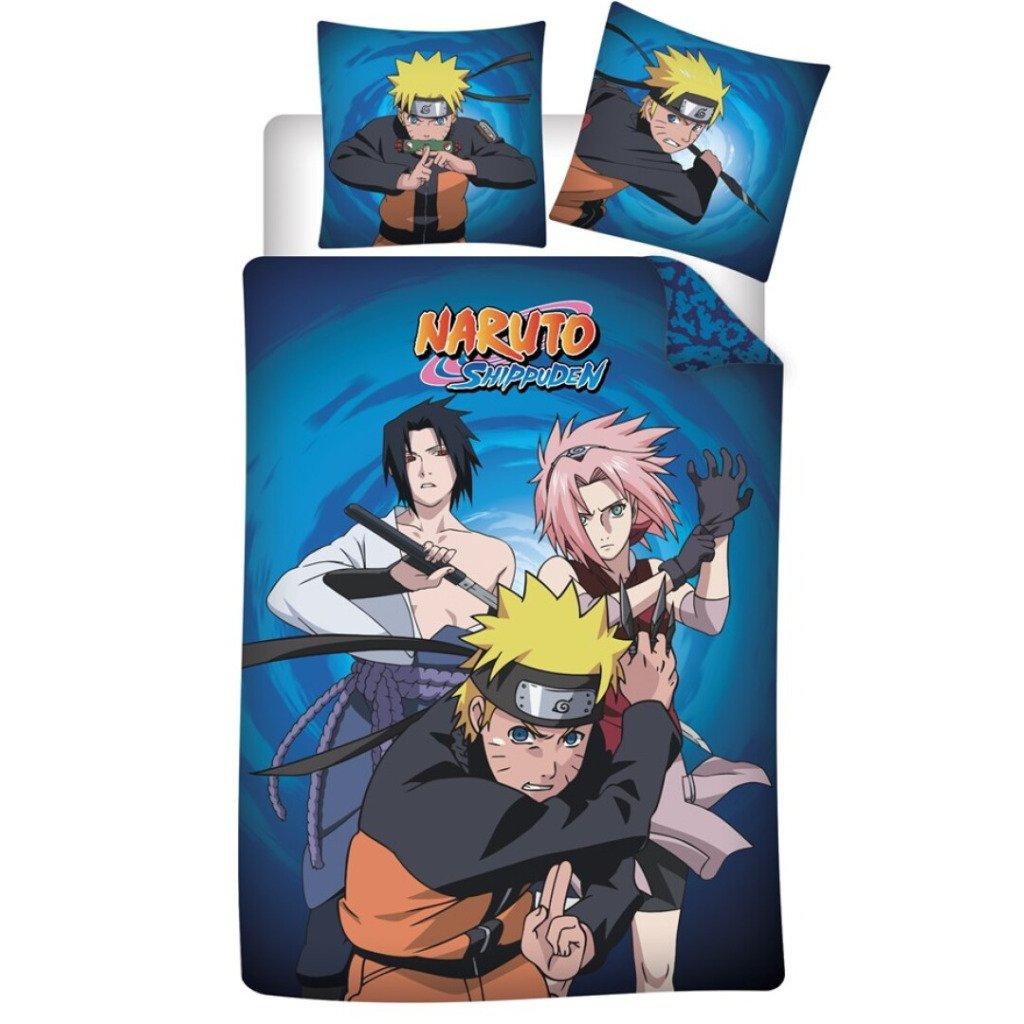 Naruto Shippûden - Housse de couette en microfibre "Team 7 Fight" (140x200cm + 2x 63x63cm)