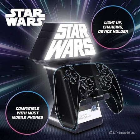 Cable Guys Ikon - Star Wars - Star Wars Logo Support Lumineux Chargeur pour Téléphone et Manette