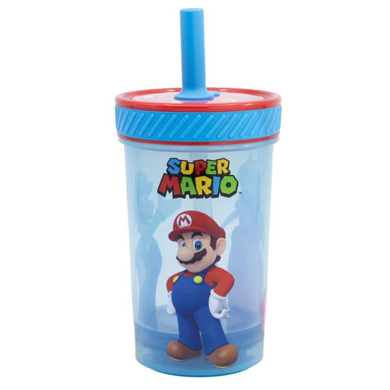 Super Mario - Gobelet à paille anti-goutte en silicone Fun Emotion (PP) - 370ml