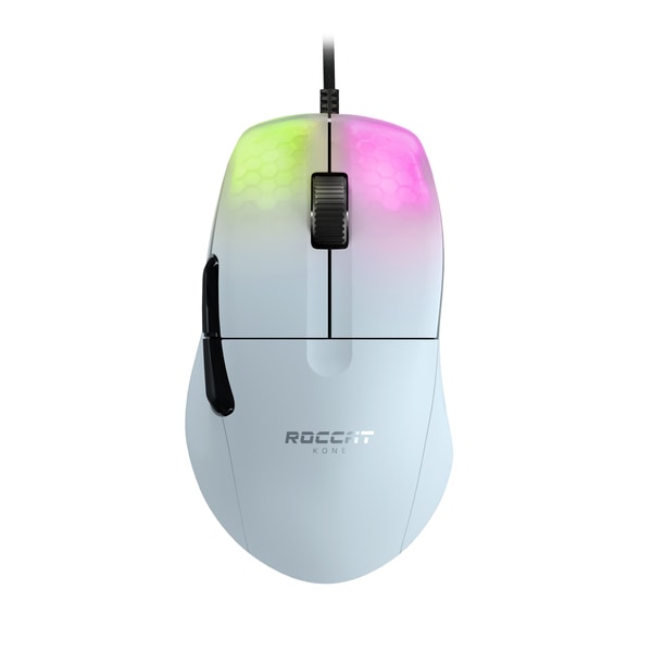 Roccat - Souris de jeu optique RGB hyperlégère, ergonomique et ultraperformante Kone Pro Blanche