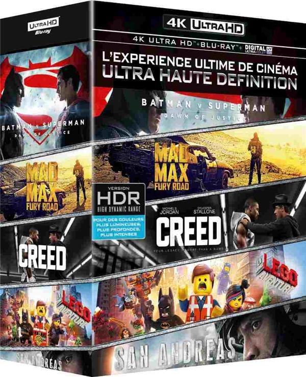 Coffret 4K Ultra HD : Batman v Superman + Mad Max : Fury Road + Creed + San Andreas + La grande aventure Lego [4K Ultra HD]