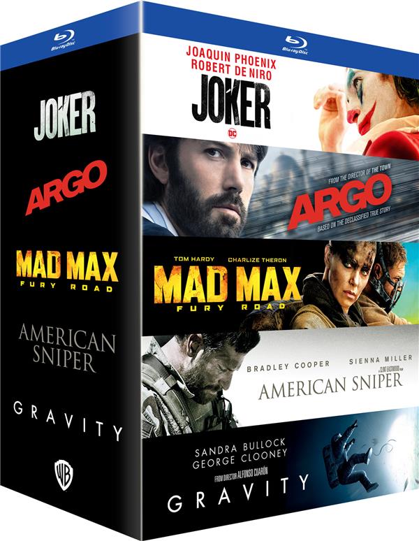 Coffret 5 films : Joker + Argo + Mad Max : Fury Road + American Sniper + Gravity [Blu-ray]