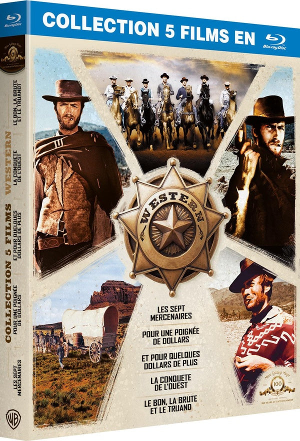 Collection 5 films Western : Les Sept mercenaires + Pour une poignée de dollars + Et pour quelques dollars de plus + La Conquête de l'ouest + Le Bon, la brute et le truand [Blu-ray]