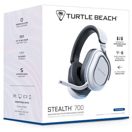 Turtle Beach - Casque de jeu sans-fil multiplateforme Stealth 700P Gen 3 Blanc pour PlayStation, PC, Nintendo Switch et Mobile