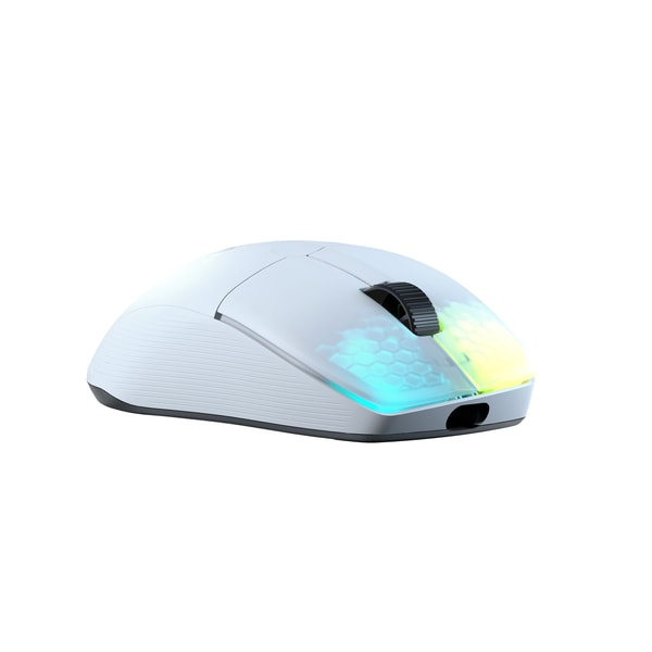 Roccat - Souris de jeu sans-fil optique RGB hyperlégère, ergonomique et ultraperformante Kone Pro Air Blanche