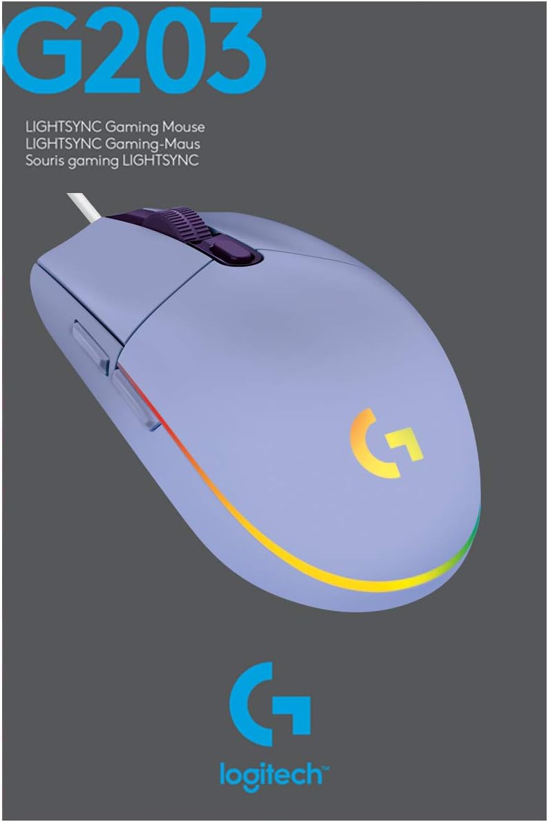 Logitech Souris de jeu sans fil G203 Lightsync Lilas