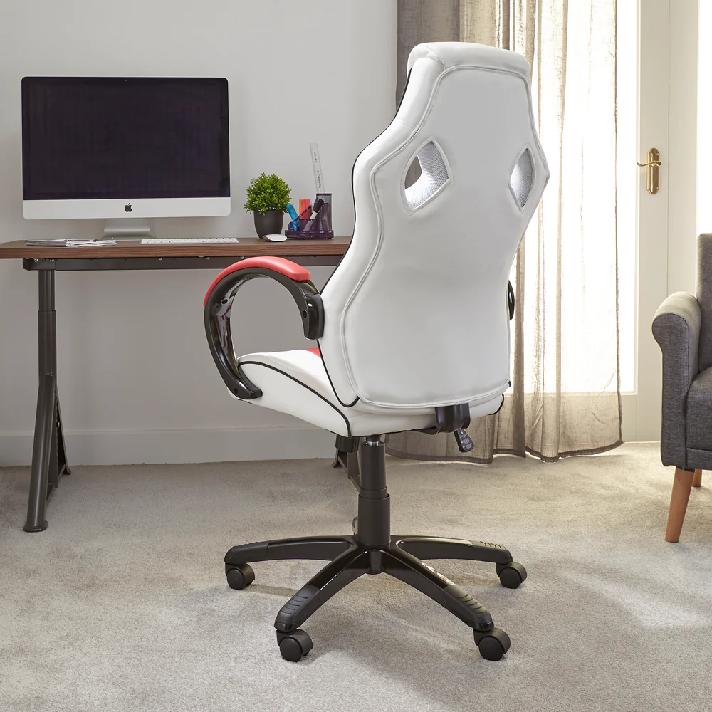 X Rocker - Siège de bureau Maverick réglable en hauteur blanc et rouge avec support lombaire