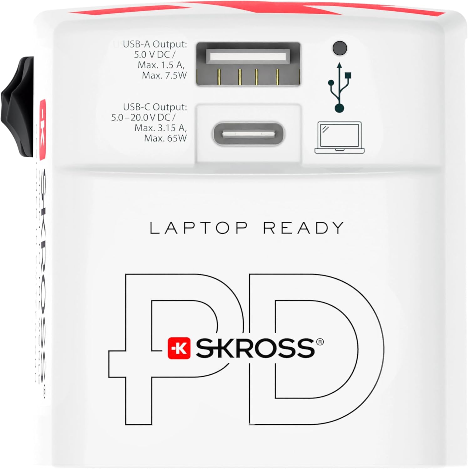 Skross - Adaptateur de voyage MUV PRO 3 pôles + 1 USB charge rapide + 1 Type C 3250 mA Blanc