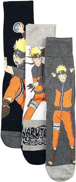 Naruto Shippuden - Pack de 3 paires de chaussettes pour homme Naruto (Taille 43-46)