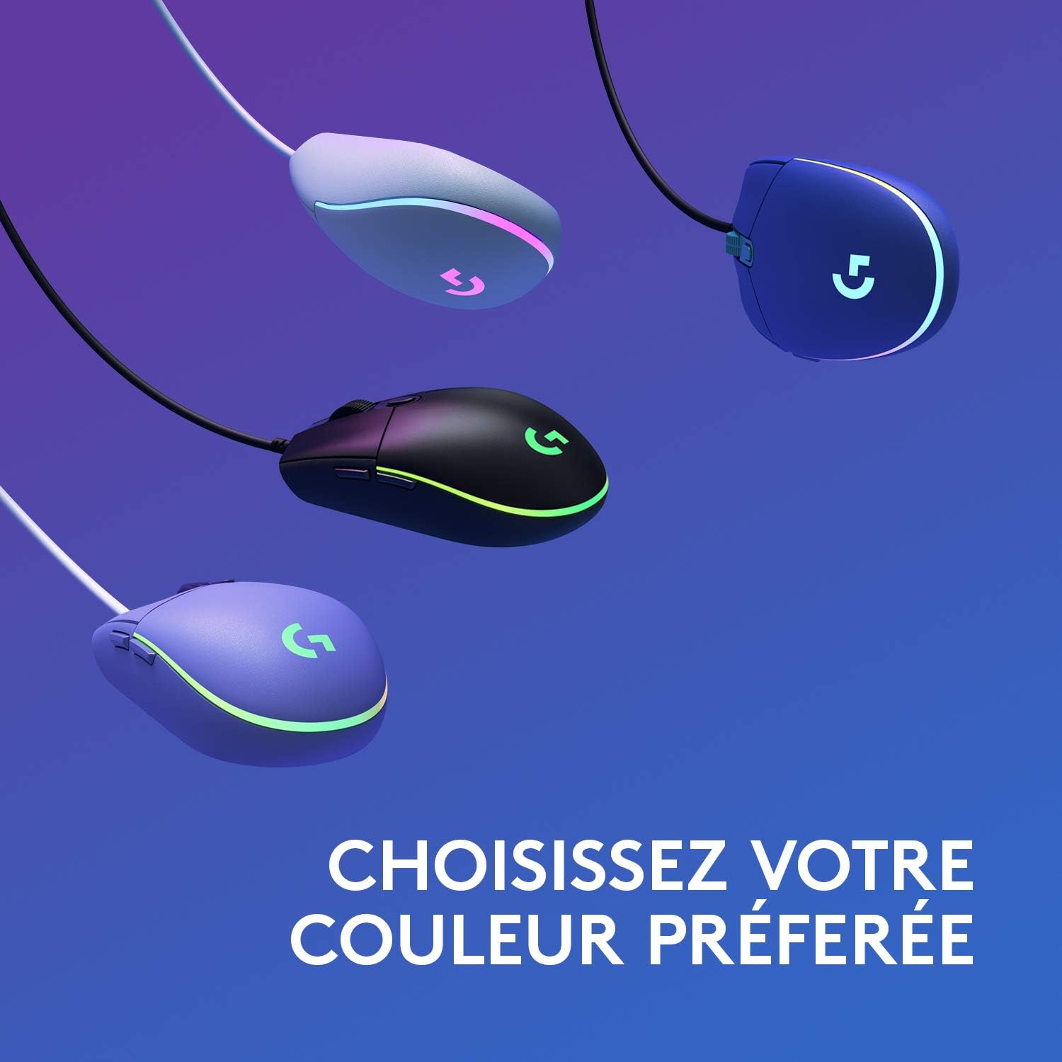 Logitech Souris de jeu sans fil G203 Lightsync Lilas