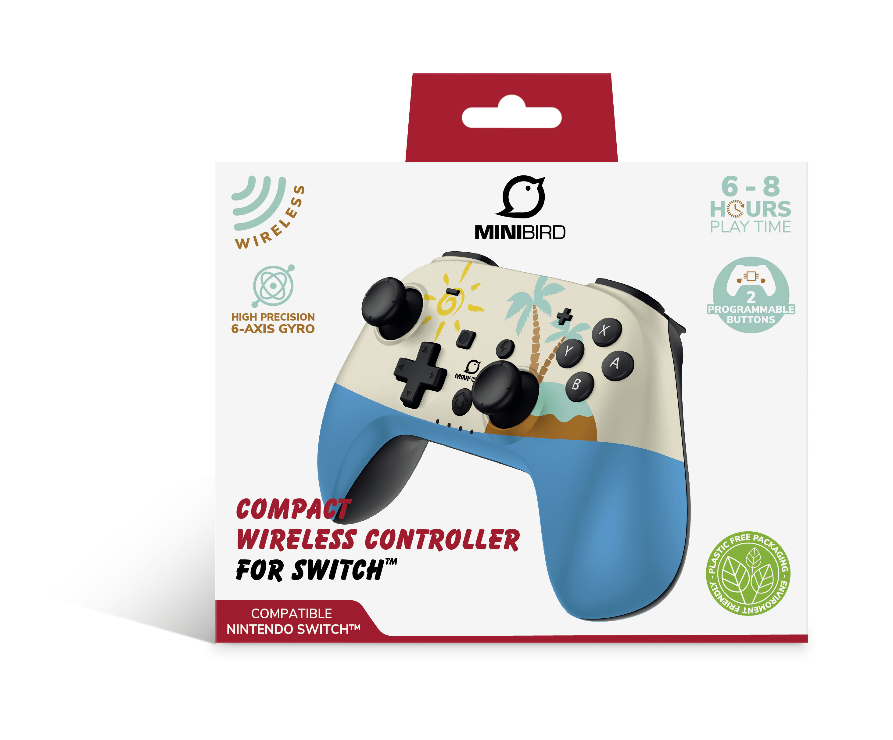 Minibird Pop Top - Manette sans fil Bluetooth "The Island" pour Nintendo Switch et Switch OLED