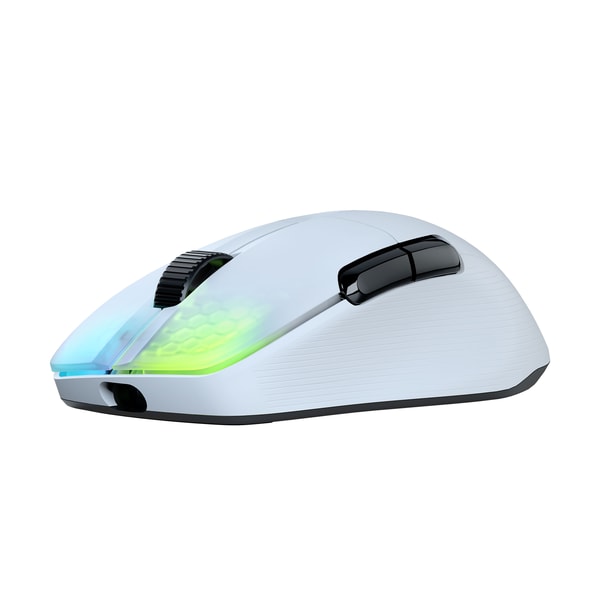 Roccat - Souris de jeu sans-fil optique RGB hyperlégère, ergonomique et ultraperformante Kone Pro Air Blanche