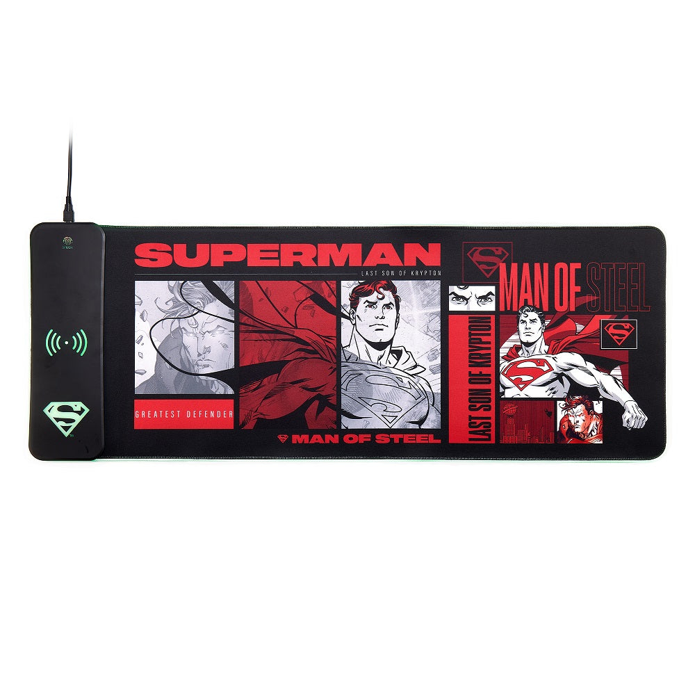 Numskull - DC Comics - Tapis de souris de jeu XXL et chargeur sans fil Superman