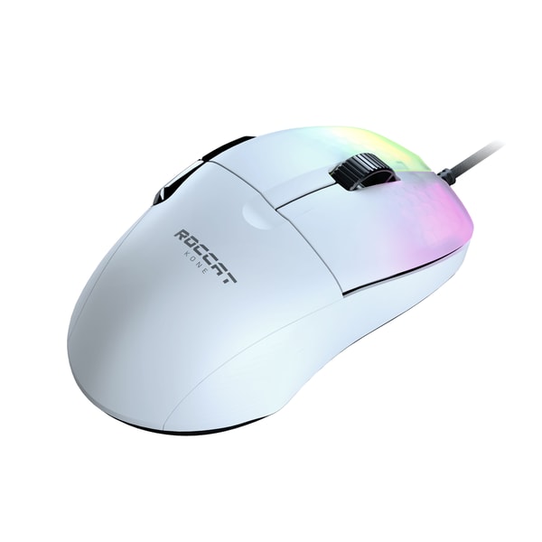 Roccat - Souris de jeu optique RGB hyperlégère, ergonomique et ultraperformante Kone Pro Blanche