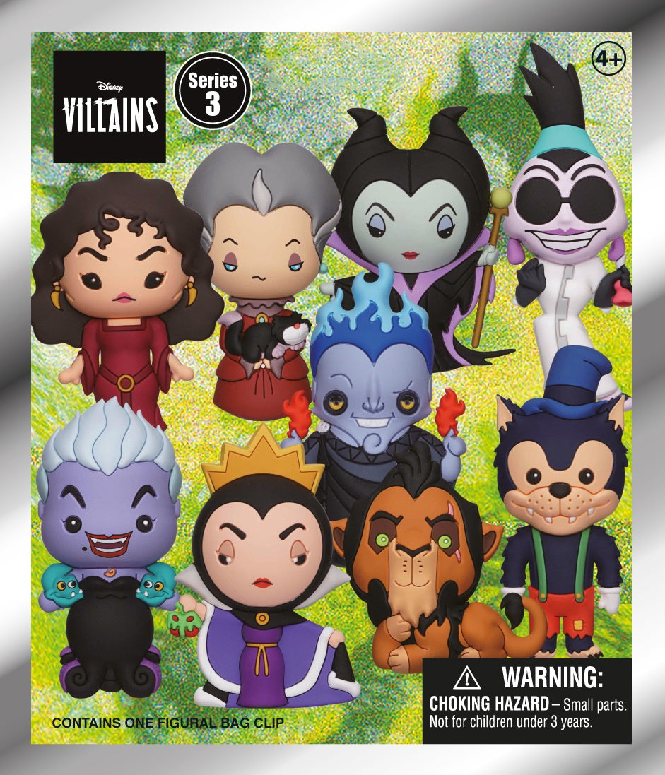 Disney - Assortiment en blind box de figurines de sac de collection Vilains en mousse (Série 3) (24 pcs)