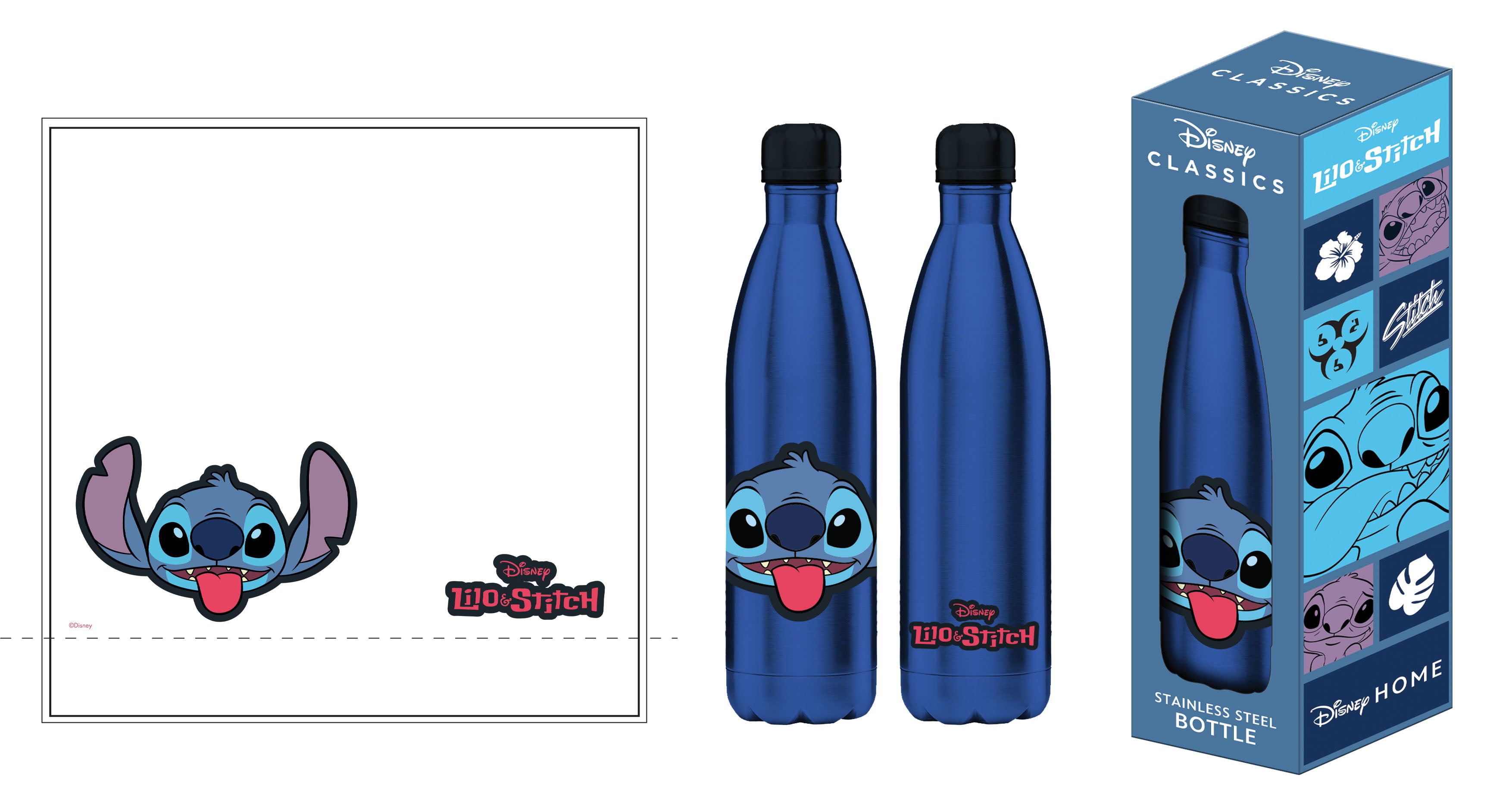 Disney - Bouteille d'eau en acier inoxydable Stitch - 500ml