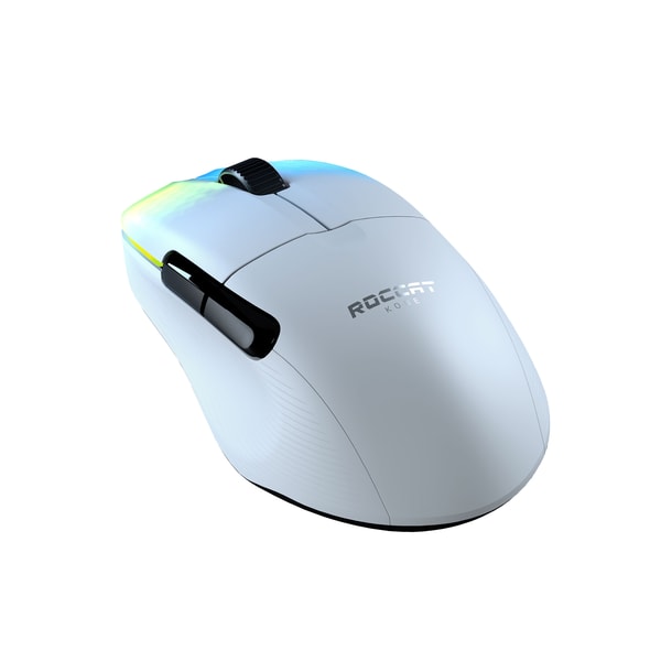 Roccat - Souris de jeu sans-fil optique RGB hyperlégère, ergonomique et ultraperformante Kone Pro Air Blanche