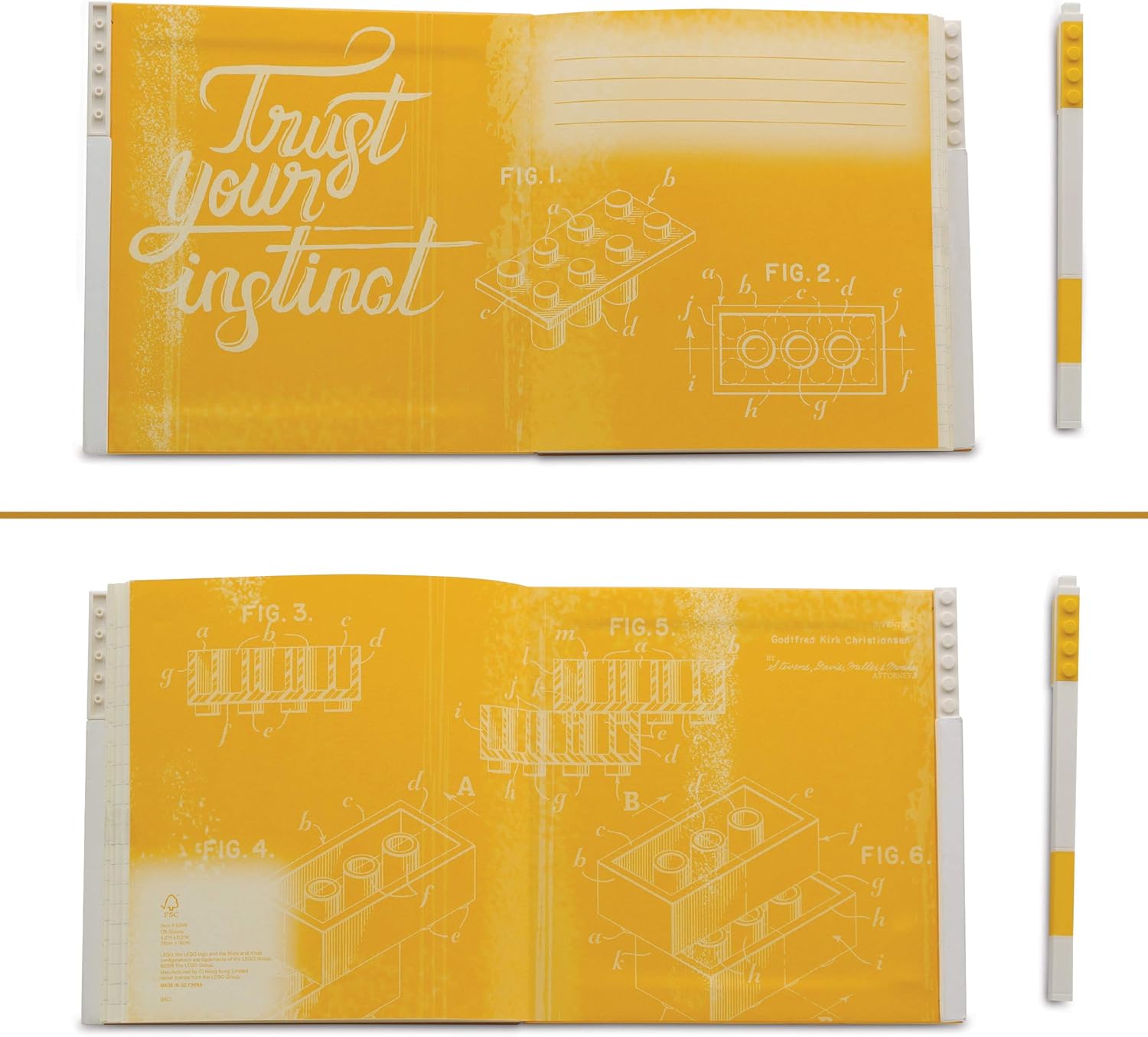 Cahier verrouillable Lego avec stylo gel - Jaune