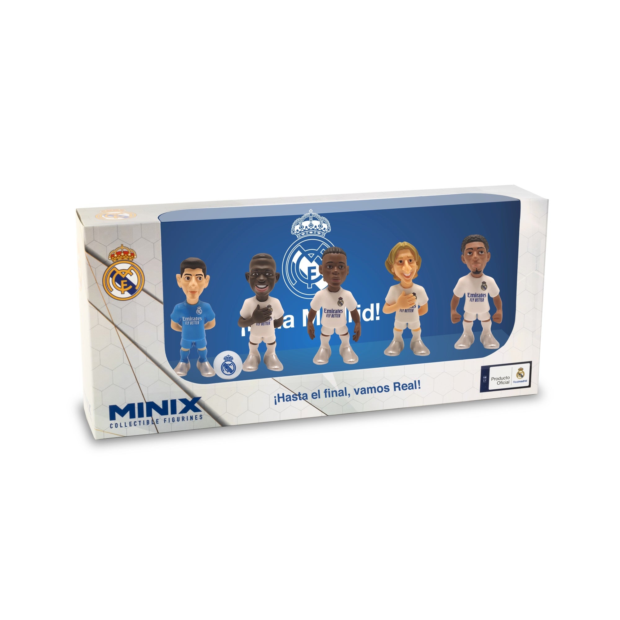 Minix - Football Stars - Real Madrid - Pack de 5 (Courtois/Vinicius/Bellingham/Carvajal/Mbappé) Statue 7cm