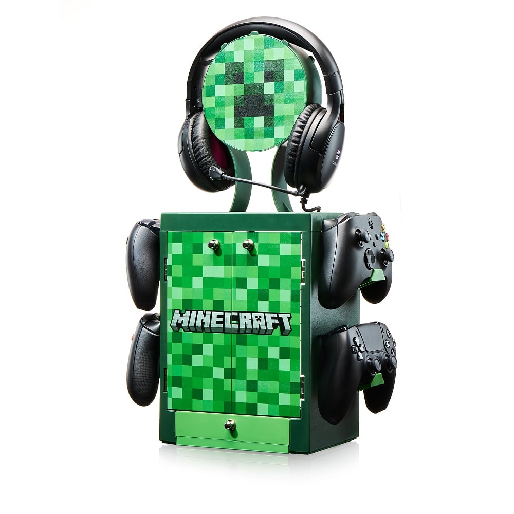 Numskull - Minecraft - Meuble de rangement de jeux inspiré du Creeper pour 4 manettes - 10 jeux - 1 casque