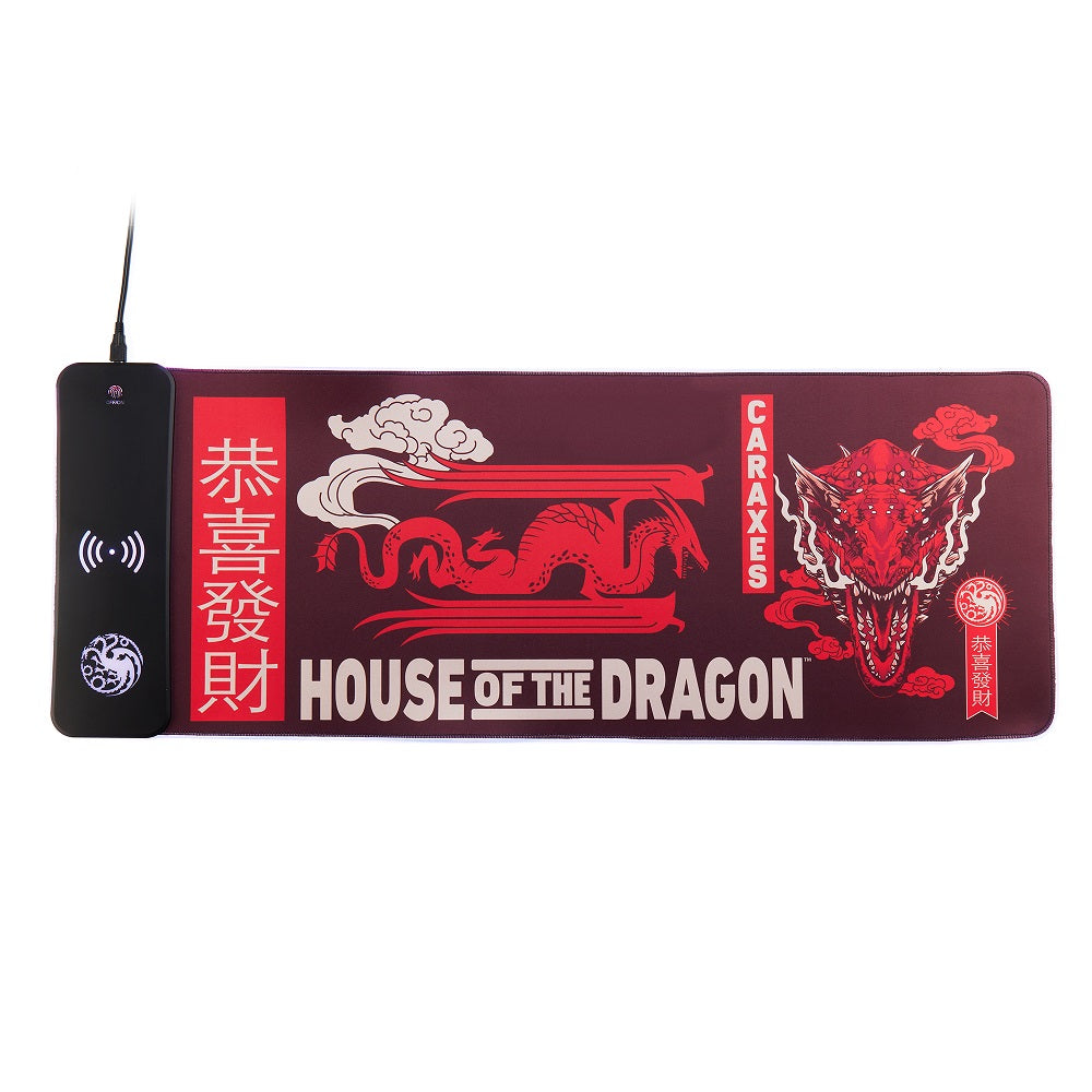 Numskull - House of Dragons - Tapis de souris de jeu XXL et chargeur sans fil