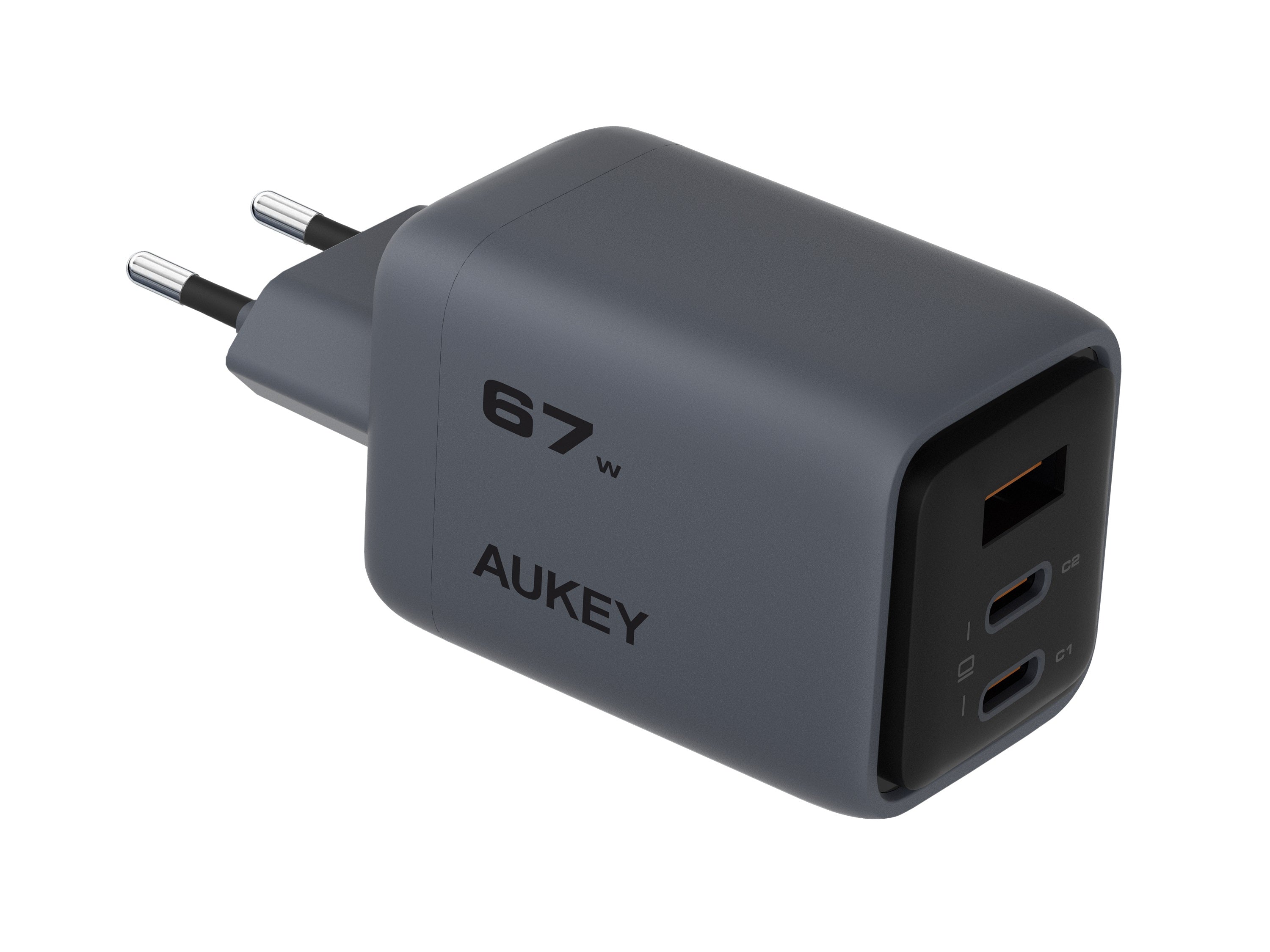 Aukey - Chargeur mural Comet Mix 67W GaN PD 3-Port Gris