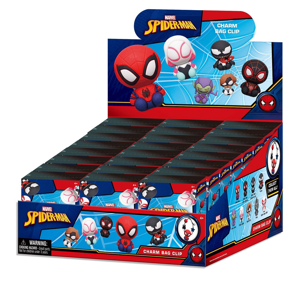 Marvel - Spider-Man - Assortiment en blind box de figurines de sac de collection en mousse (24 pcs)