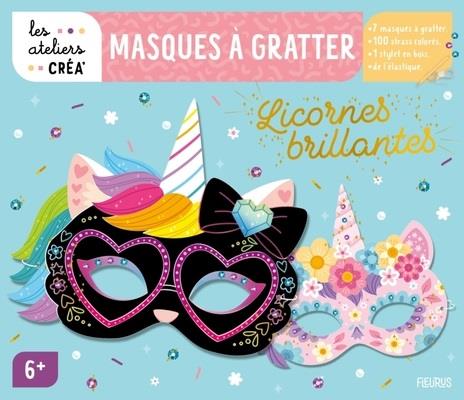 Masques à gratter : licornes brillantes