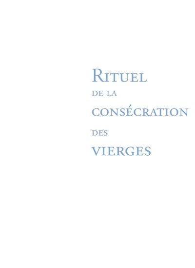 Rituels rituel de la consecration des vierges