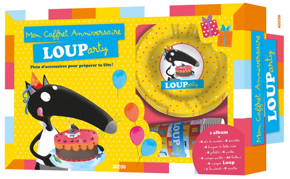 Mon coffret anniversaire Louparty ; plein d'accessoires pour préparer ta fête !