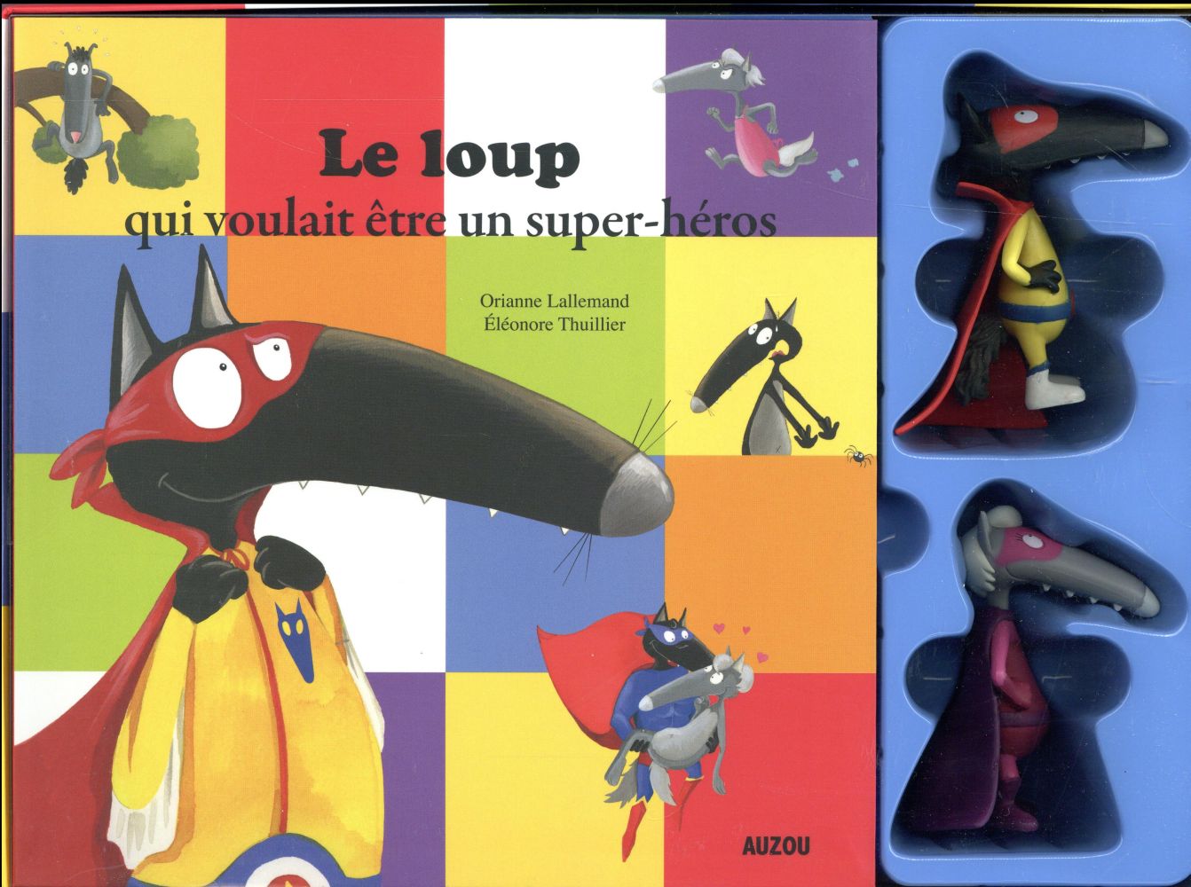 Coffret loup 2 figurines super-héros + livre