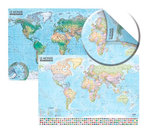 Carte du monde politique physique (sans barre)