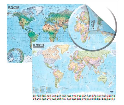 Carte du monde ; politique et physique