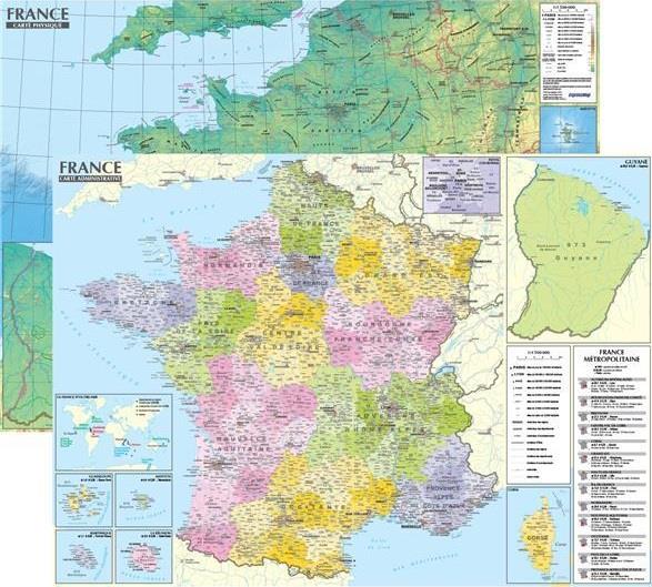 France : carte administrative et physique