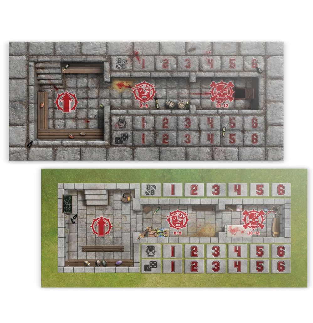 Terrain de Blood Bowl à Sept: terrain et fosses double face pour Blood Bowl à Sept