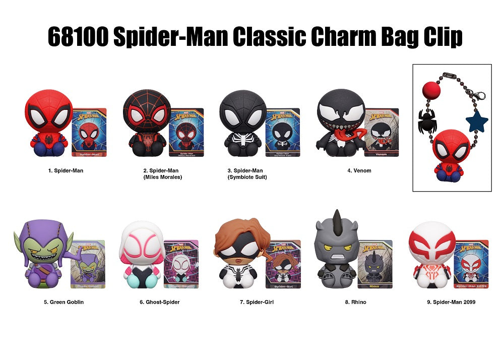 Marvel - Spider-Man - Assortiment en blind box de figurines de sac de collection en mousse (24 pcs)